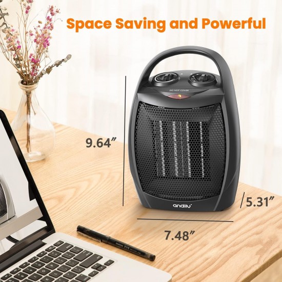 Compact Portable Ceramic Space Heater with Adjustable Comfort control Thermostat