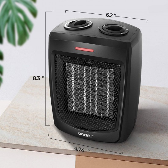 Electric Heater for Home and Office Ceramic Small Heater with Thermostat, 750W/1500W