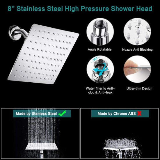 High Pressure Rainfall Shower Head/Handheld Shower Combo with Holder