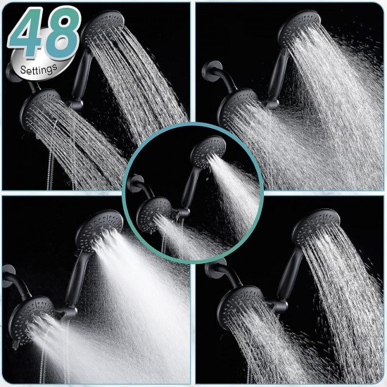 Cobbe 48-Setting High Pressure 3-Way Shower Head Combo -with Hose