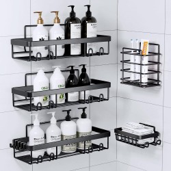 Posyla Shower Caddy, Bathroom Shower Organizers, Black Shower Shelves