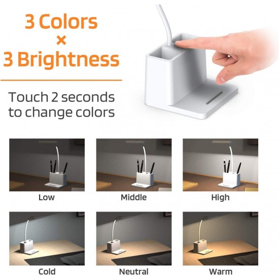 LED Small Desk Lamp,AXX Desk Lamps for Home Office,White Desk Light for Kids