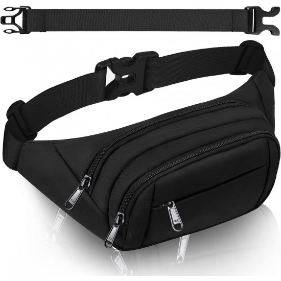 Large Fanny Pack for Women Men - Syican Waist bag with 4-Zipper Pockets