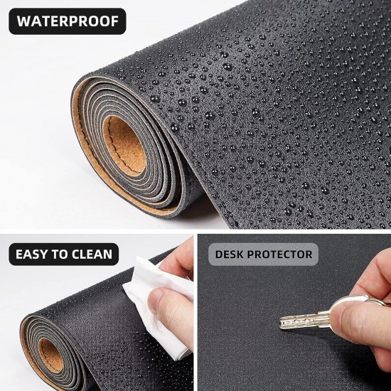 Large Desk Mat 47 x 23 Leather Desk Pad Protector with Natural Cork & PU Leather