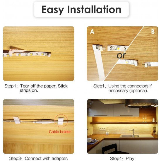 WOBANE Under Cabinet LED Lighting kit,Dimmable for Kitchen Cabinet