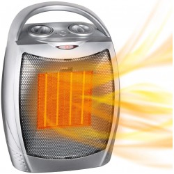 Portable Electric Space Heater with Thermostat, 1500W/750W Safe and Quiet Ceramic Heater Fan