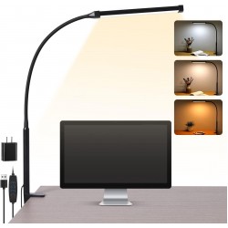Voncerus LED Desk lamp with Clamp, Eye-Caring Clip on Lights for Home Office