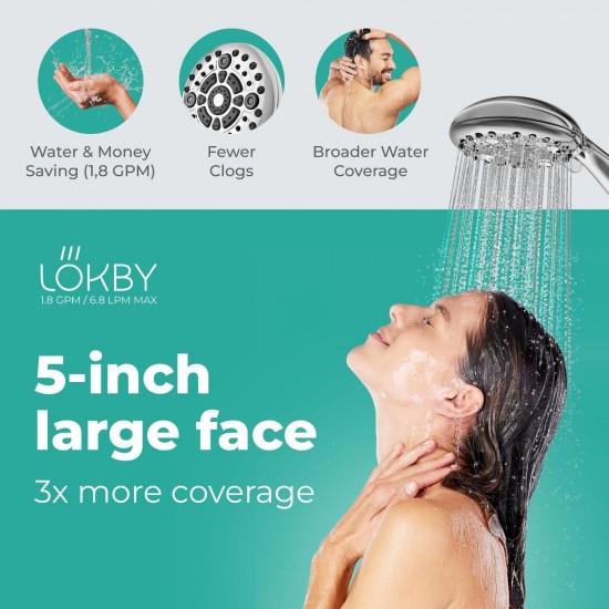 LOKBY 5'' Powerful Detachable Shower Head Set for Low Water Pressure