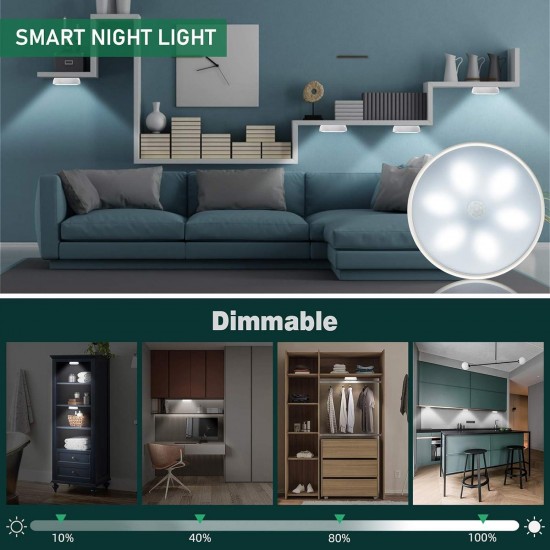 LED Closet Lights Wireless Motion Sensor Puck Light, Night Safe Lighting