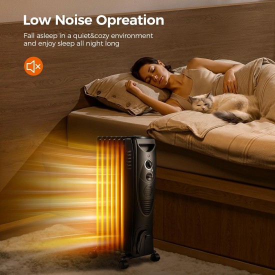 Kismile Portable Electric Radiator Heater, Adjustable Thermostat, Overheat & Tip-Over Protection