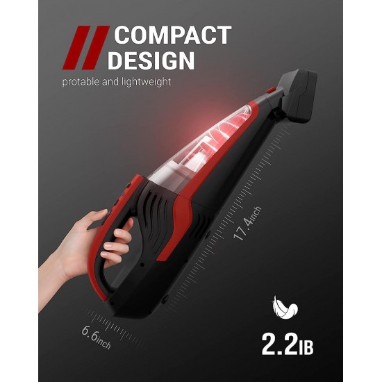 Handheld Vacuum for Pet Hair with Reusable Filter & LED Light