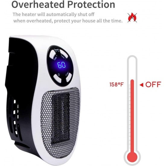 Upgrade Smart Wall Space Heater 500W/800W Portable Electric Small Heater