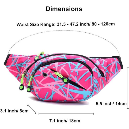Waist bag for men and women, adjustable waistband, fashionable waterproof hiking waist bag