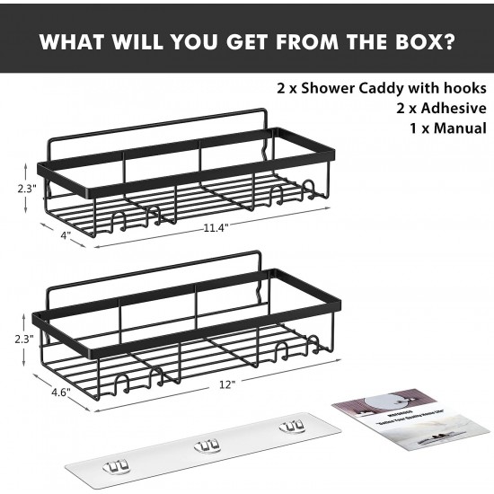 Moforoco Shower Caddy Shelf Organizer Rack, Self Adhesive Bathroom Shelves Basket