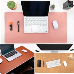 Aothia Office Desk Pad, Natural Cork & PU Leather Dual Side Large Mouse Pad