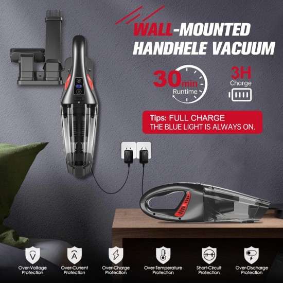 IMINSO Handheld Vacuum Cordless Hand Vacuum with 9000PA/LED, for Home/Car/Pet Hair
