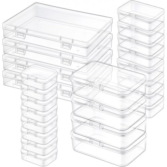 Qeirudu 24 Pcs Small Plastic Containers with Lids(4 Mixed Sizes)