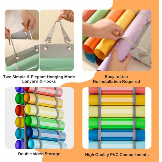 Vinyl Roll Holder with Compartments,Internal Mesh Pockets,Hooks & Strap