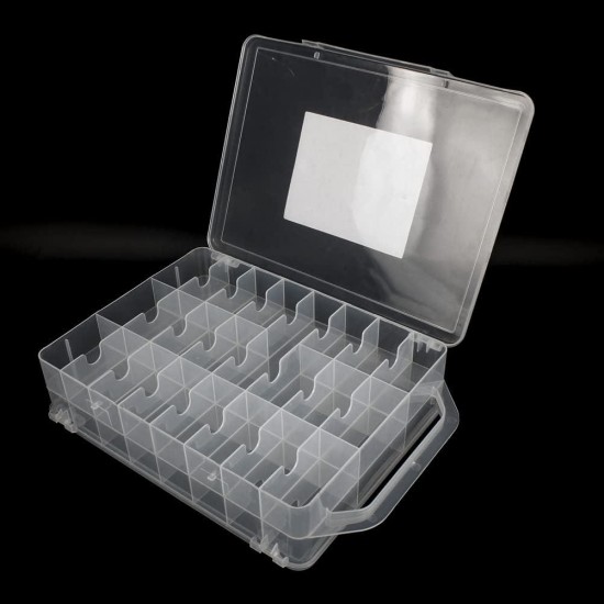 Grids Sewing Organizer, Portable Clear Plastic Organizer Box for Embroidery
