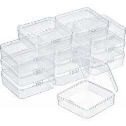 SATINIOR 12 Pack Clear Plastic Beads Storage Containers with Hinged Lid