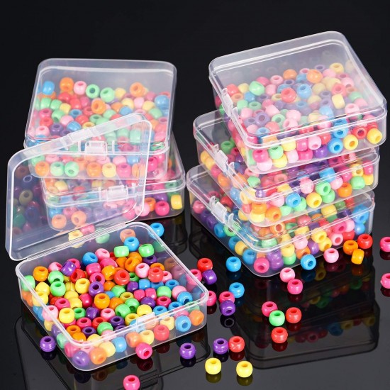 SATINIOR 12 Pack Clear Plastic Beads Storage Containers with Hinged Lid