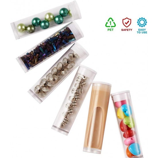 Craftdady Clear Plastic Small Storage Tubes - Bead Container Set with Lid