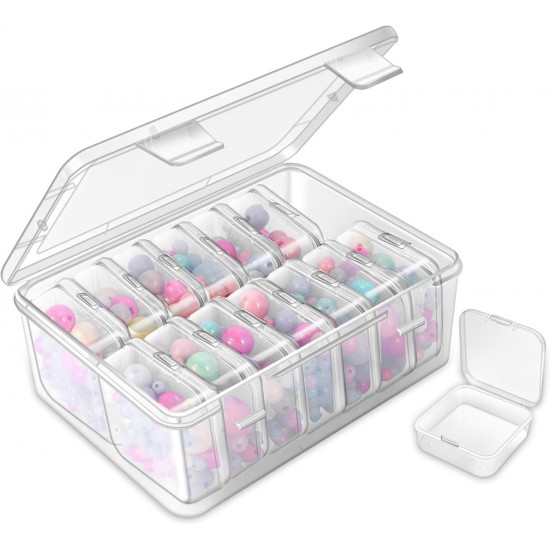 GRBEEVIITEK 15 Pack Craft Storage Containers - Clear & Stackable