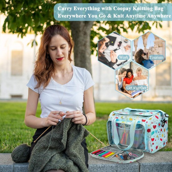 Coopay Knitting Bag Crochet Yarn Bag for Carrying Unfinished Projects