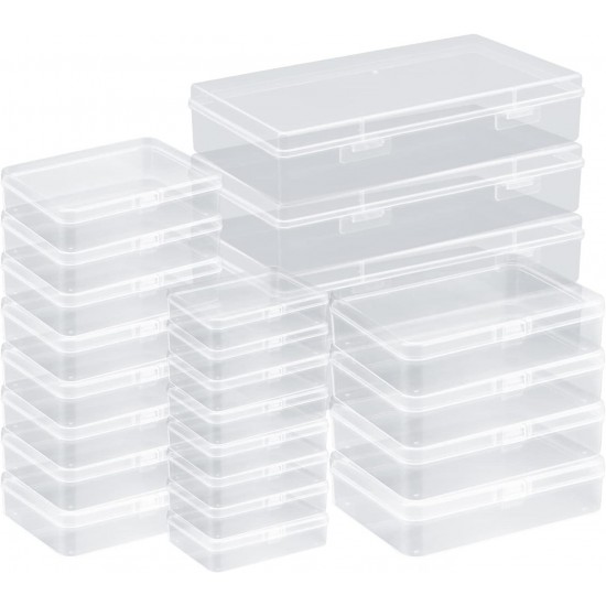 Rocutus Clear Plastic Beads Storage Containers - 24 Pack - Hinged Lid